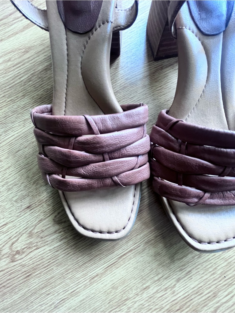 Born Braided Brown Leather Slingback Sandals - Picture 4 of 7